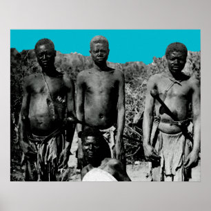 Póster Rostros vintage de África acuarela negro y blanco
