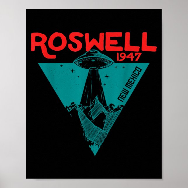 Póster Roswell New Mexico 1947 Ufo Beam Flying Road Vinta (Frente)