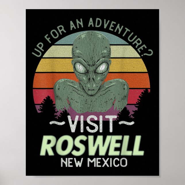 Póster Roswell New Mexico Alien Head Funny Souvenir Quote (Frente)
