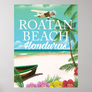 Póster Rotan Beach Honduras poster de viajes vintage