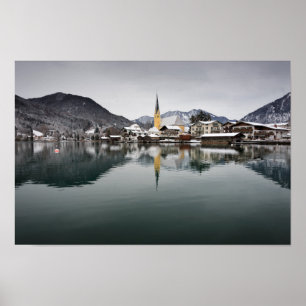 Póster Rottach-Egern at the Tegernsee, Bavaria in winter