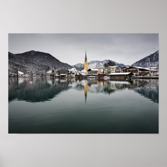 Póster Rottach-Egern at the Tegernsee, Bavaria in winter (Frente)