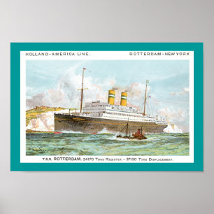 Póster Rotterdam de la línea de Holanda América de 1908