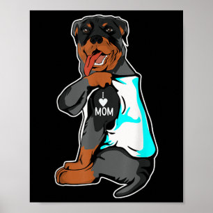 Póster Rottweiler amo a mamá tatuaje Rottie mamá perro ro