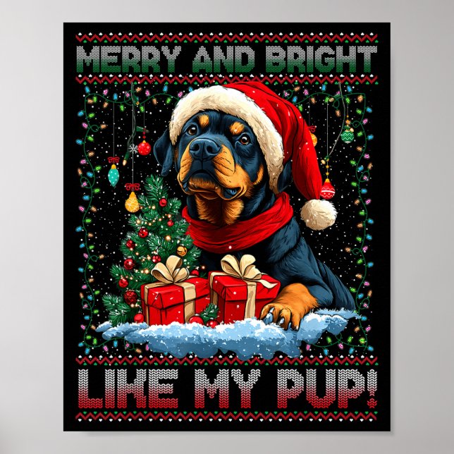 Póster Rottweiler Christmas Tree Decorations Dog Lover Xm (Frente)