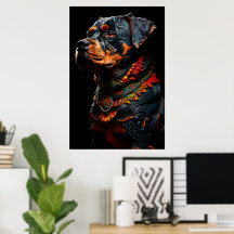 Rottweiler con atuendo ceremonial guerrero