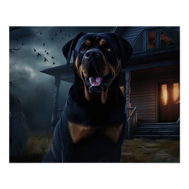 Póster Rottweiler de Halloween Espantoso (Anverso)