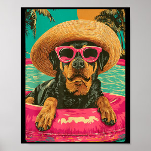 Póster Rottweiler divertido en gafas de sol perro lindo T