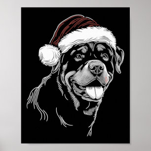 Póster Rottweiler Dog Santa Hat Navidades Xmas Pajama