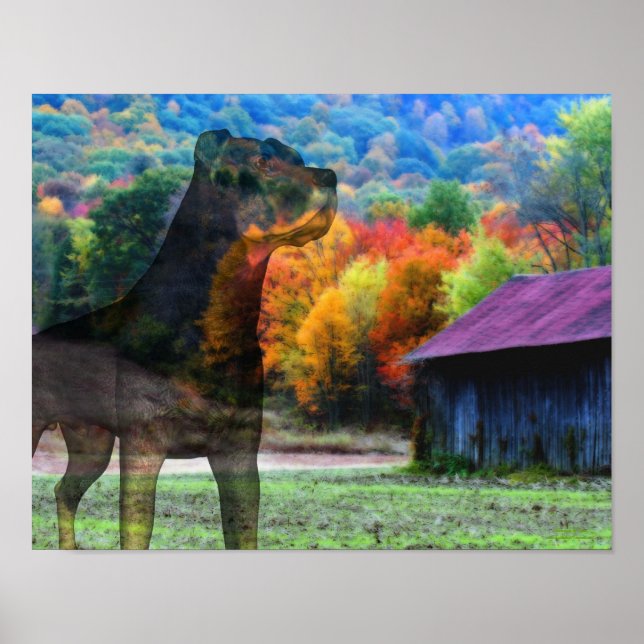 Póster Rottweiler Dog Tobacco Barn Fantasy Art (Frente)