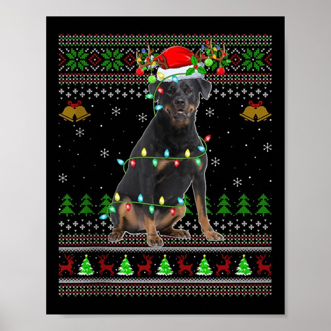 Póster Rottweiler Dog Ugly Christmas Sweaters Holiday San (Frente)