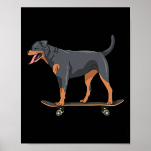 Póster Rottweiler En Monopatín Perro Skater Lindo Cachorr