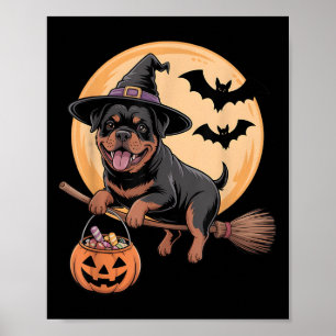 Póster Rottweiler Gorra de Brujas Calabaza Halloween Vest