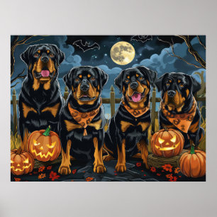 Póster Rottweiler Halloween Espeluznante