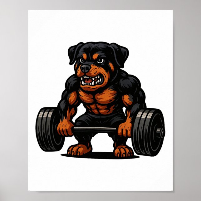 Póster Rottweiler Halterofilia Constructor del cuerpo de  (Frente)