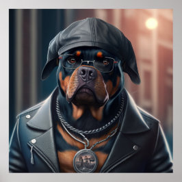Póster Rottweiler Hipster Dog Poster