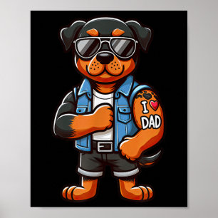 Póster Rottweiler I Love Dad Funny Dog Tattoo