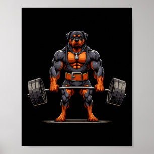Póster Rottweiler Muscular Perro Gimnasio Levantamiento d