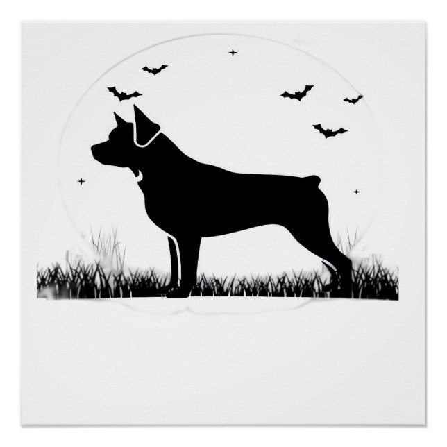 Póster Rottweiler Perro  Halloween Luna Silueta Oversize (Anverso)