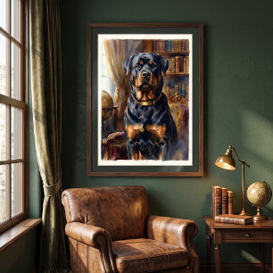 Póster Rottweiler Regio en Retrato de Biblioteca
