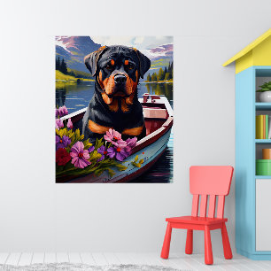 Póster Rottweiler sobre un pádel: una aventura escénica