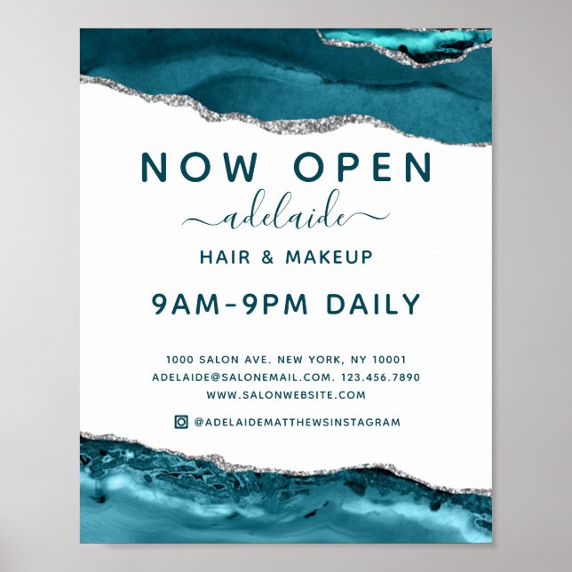 Póster Rótulo abierto de la sala del Purpurina de Plata A (Frente)