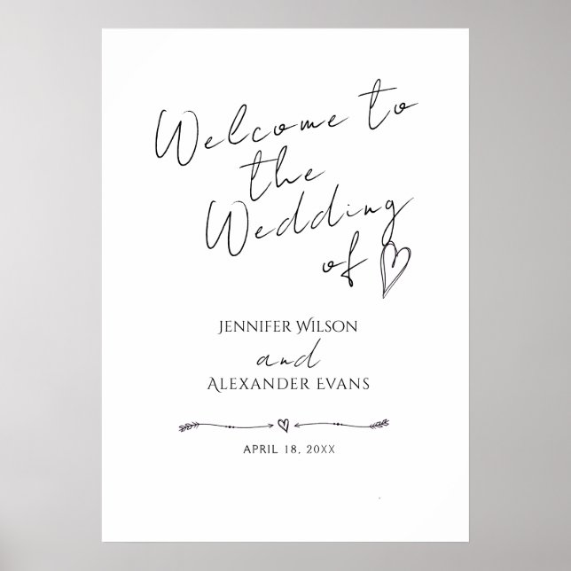 Póster Rótulo Acrílico boda Bienvenida Minimalista. (Frente)