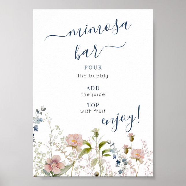Póster Rótulo acuarela Floral Floral Mimosa Bar (Frente)