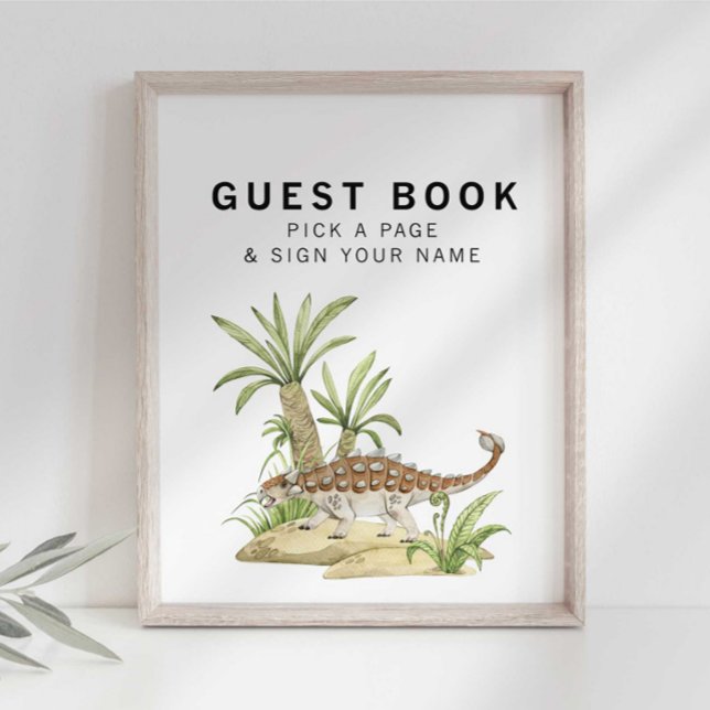 Póster Rótulo acuarela Jurásico Dinosaurio Guestbook (Subido por el creador)