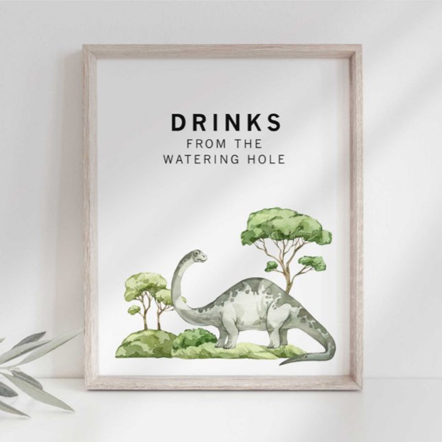 Póster Rótulo acuarela jurásico para beber dinosaurios (Subido por el creador)