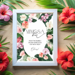 Póster Rótulo acuarela tropical floral Mimosa Bar