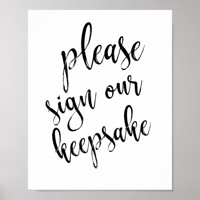 Póster Rótulo alternativo de libro de invitados en blanco (Frente)