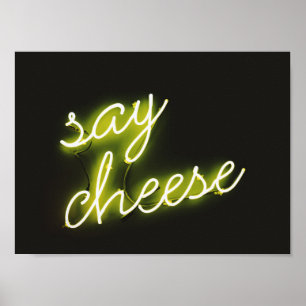 Póster Rótulo AMARILLO NEON LIGHT "DICE QUESO"