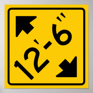 Póster Rótulo amonestador de la carretera de la