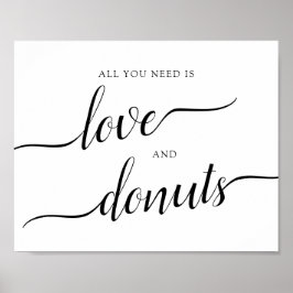 Póster Rótulo "Amor y Donuts" de caligrafía Boda