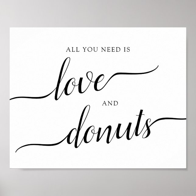 Póster Rótulo "Amor y Donuts" de caligrafía Boda (Frente)