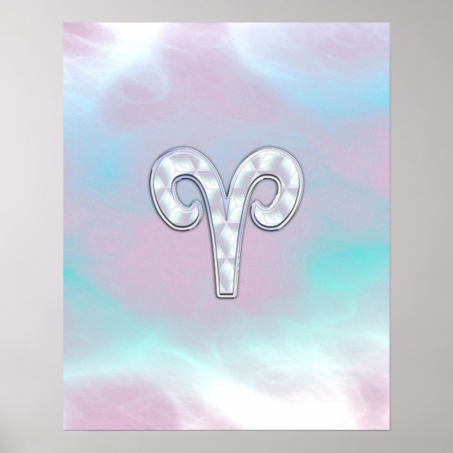 Póster Rótulo Aries Zodiac de la Madre de la Perla (Frente)