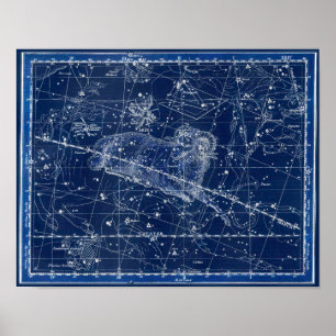 Póster Rótulo Aries Zodiac Ilustracion de cosecha