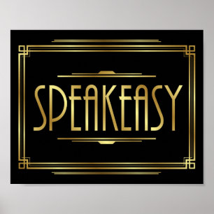 Póster Rótulo Art Deco SPEAKEASY Imprimir