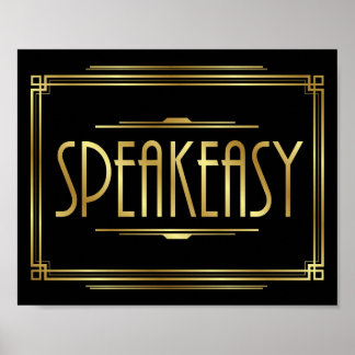 Póster Rótulo Art Deco SPEAKEASY Imprimir