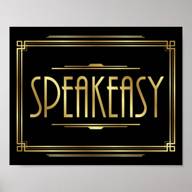 Póster Rótulo Art Deco SPEAKEASY Imprimir (Frente)