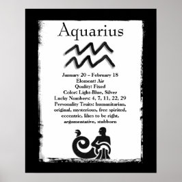 Póster Rótulo Astrologico Aquarius Horoscope Símbolo Zodi