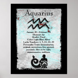 Póster Rótulo Astrologico Aquarius Horoscope Símbolo Zodi