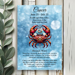 Póster Rótulo Astrológico del Horoscopio para el Cáncer