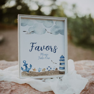Póster Rótulo Baby Shower a favor de la Náutica