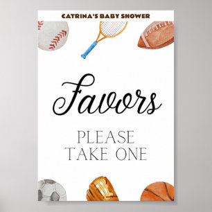Póster Rótulo Baby Shower Allstar Sports 5x7