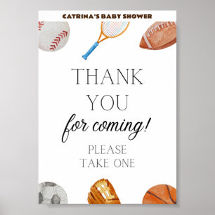 Póster Rótulo Baby Shower Allstar Sports 5x7