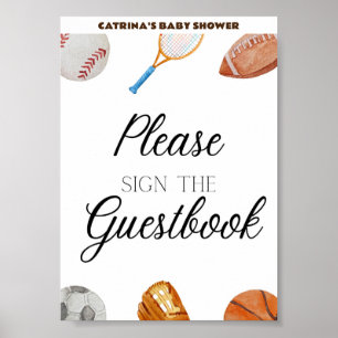 Póster Rótulo Baby Shower Allstar Sports 5x7