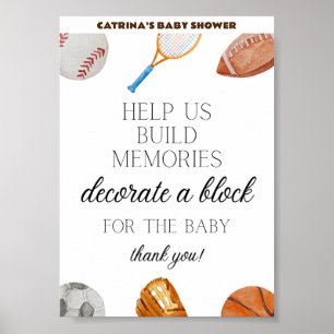 Póster Rótulo Baby Shower Allstar Sports 5x7
