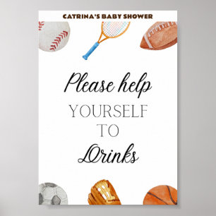 Póster Rótulo Baby Shower Allstar Sports 5x7
